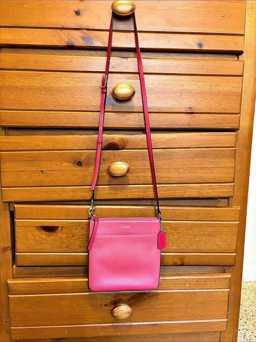 Coach Pebbled Leather Crosstown Crossbody Bag Pink - Read Description